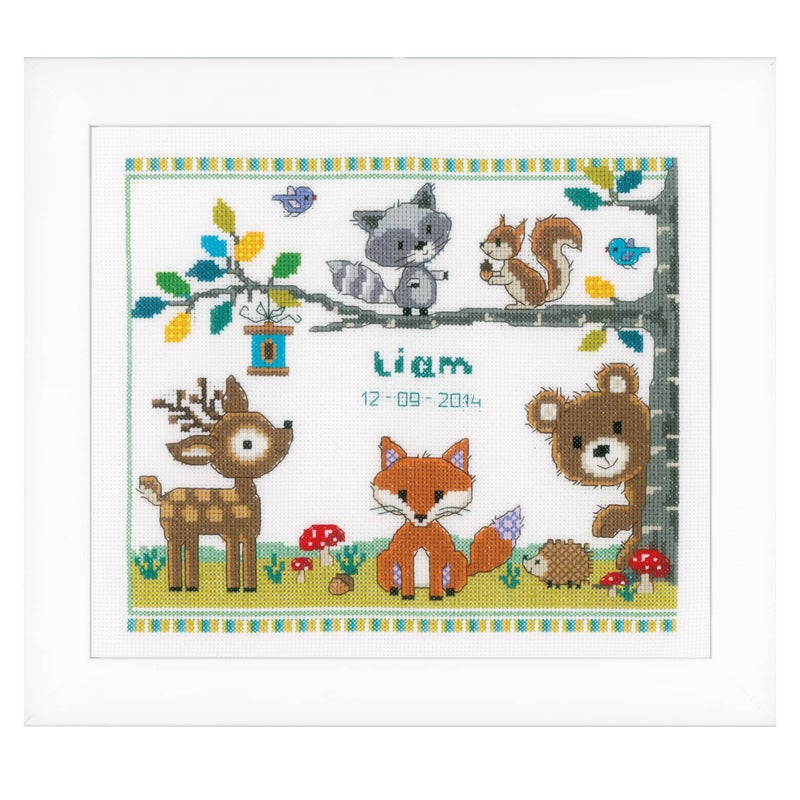 Vervaco Counted Cross Stitch Kit Forest Animals 11.2"" x 9.6"" - Image 1